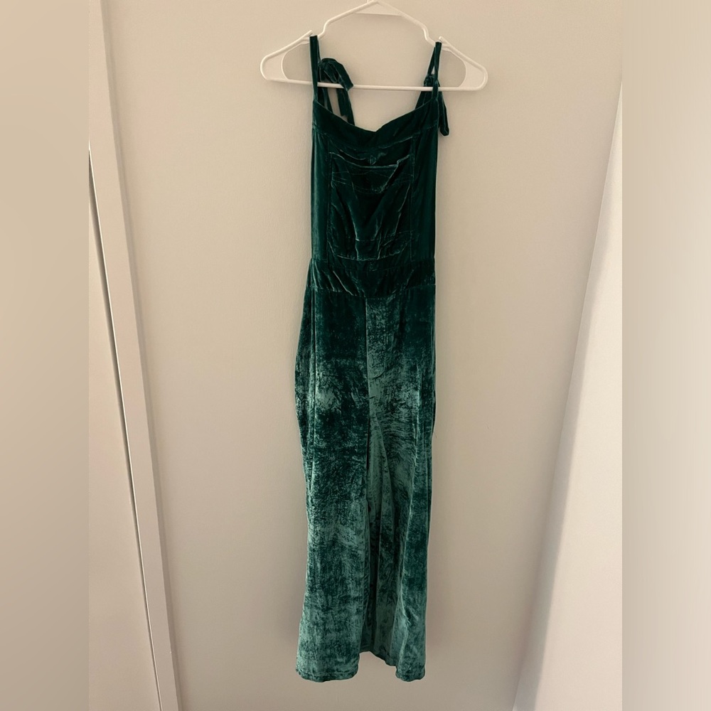 Free People Satin Green Jumpsuit